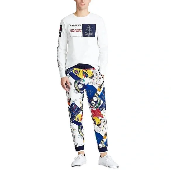 Polo Ralph Lauren Oceans Challenge 12m‎ Yacht Nautical Collage Pants Jogger M